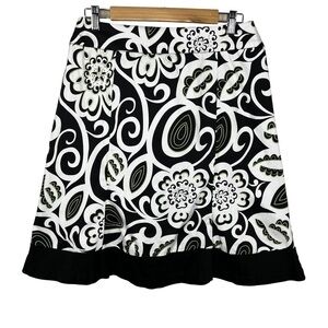 Size 10 Floral A Line Lined Skirt Black Green White Studio I Classic
